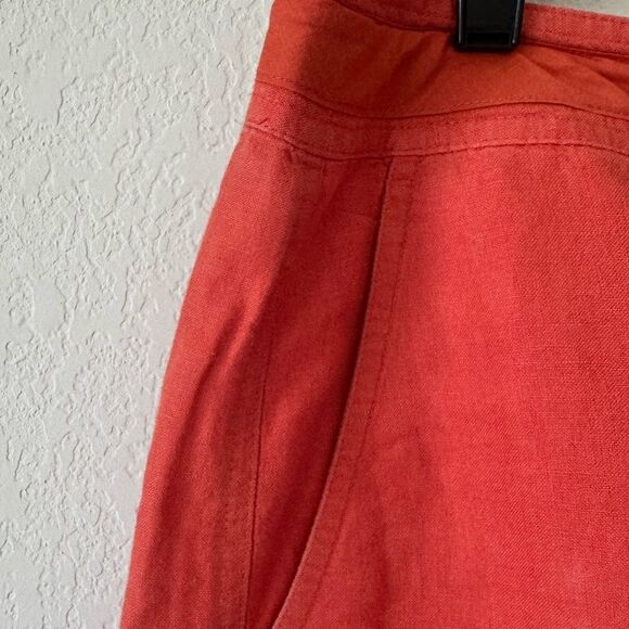 Talbots 100% Irish Linen Skirt Sz 12 Tie Waist Pockets Travel Office Preppy - Picture 3 of 5